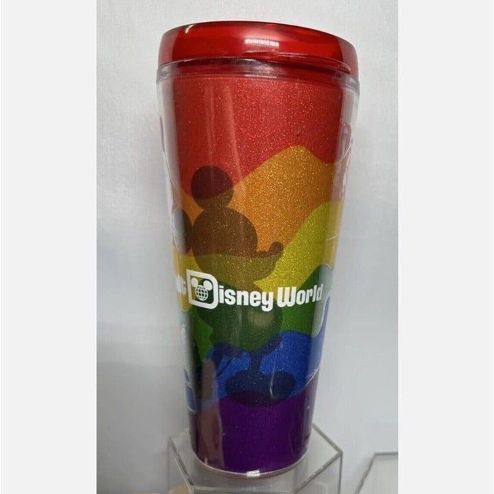 WALT DISNEY WORLD Rainbow Glitter Pride Travel TUMBLER 22 Oz Mickey LGBTQ Mickey